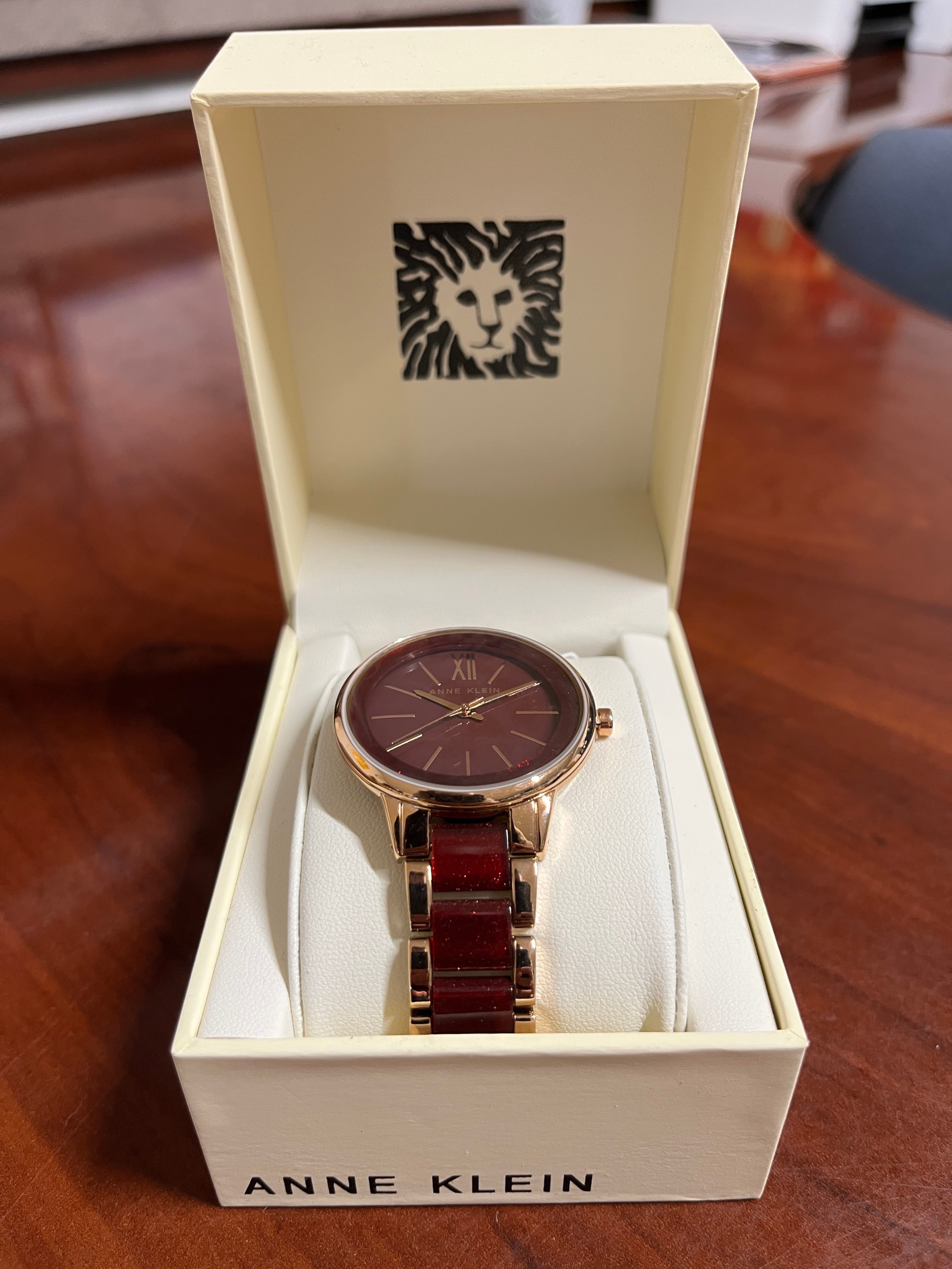 ANNE KLEIN Women's Red and Gold Watch